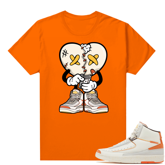 Jordan 2 Orange Sail Maison Chateau Rogue Shirts Orange Heart Broken Toon