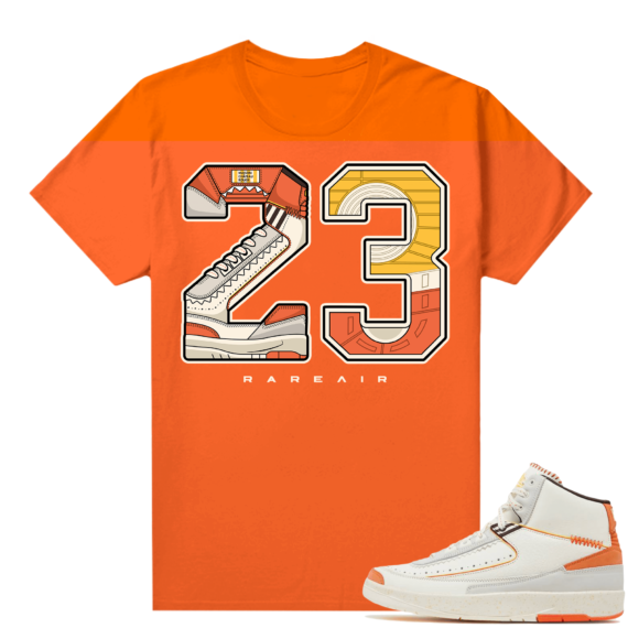 Jordan 2 Orange Sail Maison Chateau Rogue Shirts Orange Rare Air 23 Sole