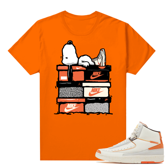 Jordan 2 Orange Sail Maison Chateau Rogue Shirts Orange Sneakerhead Snoopy