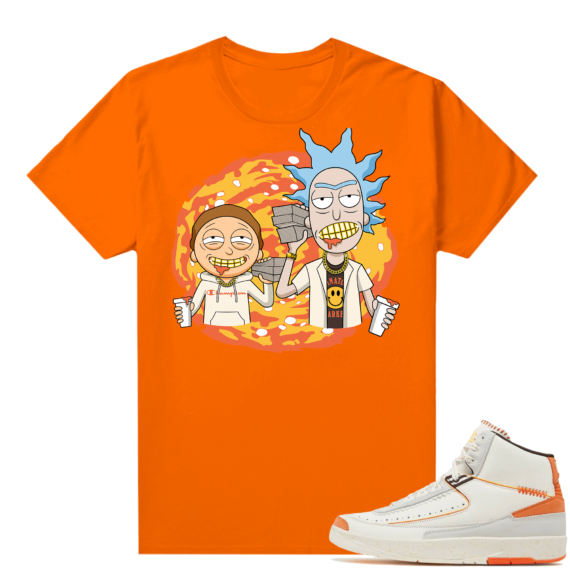 Jordan 2 Orange Sail Maison Chateau Rogue Shirts Orange Trap Rick N Morty