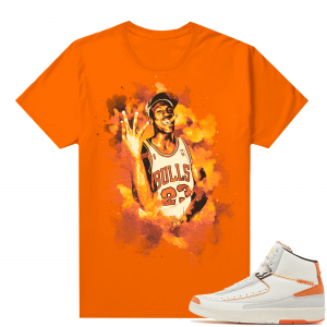 Jordan 2 Orange Sail Maison Chateau Rogue Shirts Orange Watercolor MJ Cigar