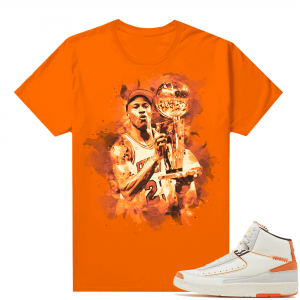 Jordan 2 Orange Sail Maison Chateau Rogue Shirts Orange Watercolor MJ Trophy