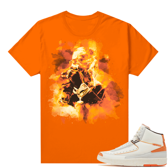 Jordan 2 Orange Sail Maison Chateau Rogue Shirts Orange Watercolor Pop Smoke