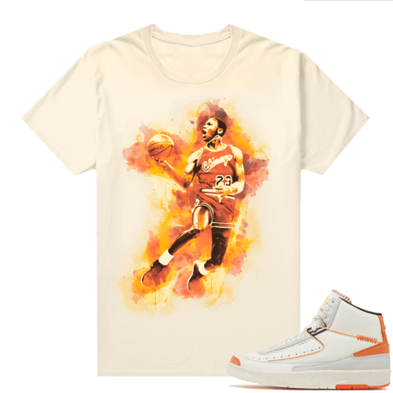 Jordan 2 Orange Sail Maison Chateau Rogue Shirts Sail Watercolor MJ