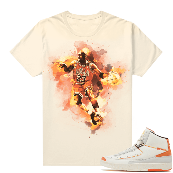 Jordan 2 Orange Sail Maison Chateau Rogue Shirts Sail Watercolor MJ Finesse