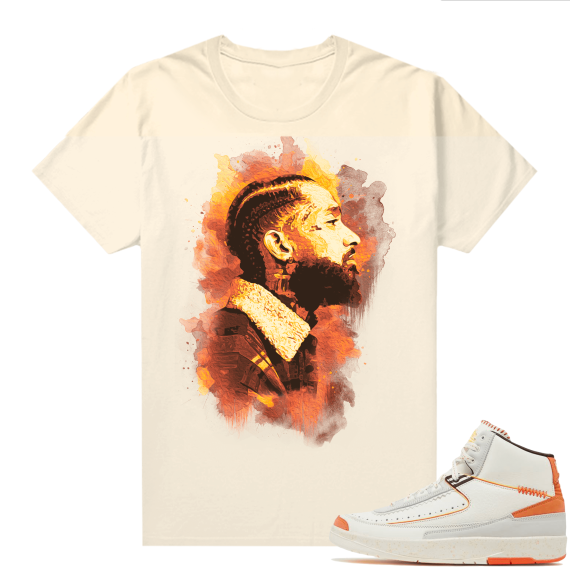 Jordan 2 Orange Sail Maison Chateau Rogue Shirts Sail Watercolor Nipsey