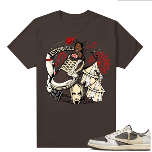 Travis Scott Jordan 1 Low Reverse Mocha Shirts Brown Astroworld