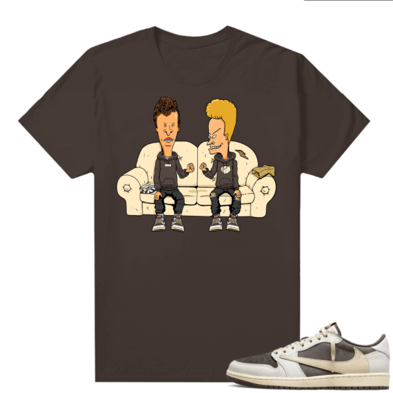 Travis Scott Jordan 1 Low Reverse Mocha Shirts Brown Beavis Sneakerhead