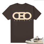 Travis Scott Jordan 1 Low Reverse Mocha Shirts Brown CEO Society