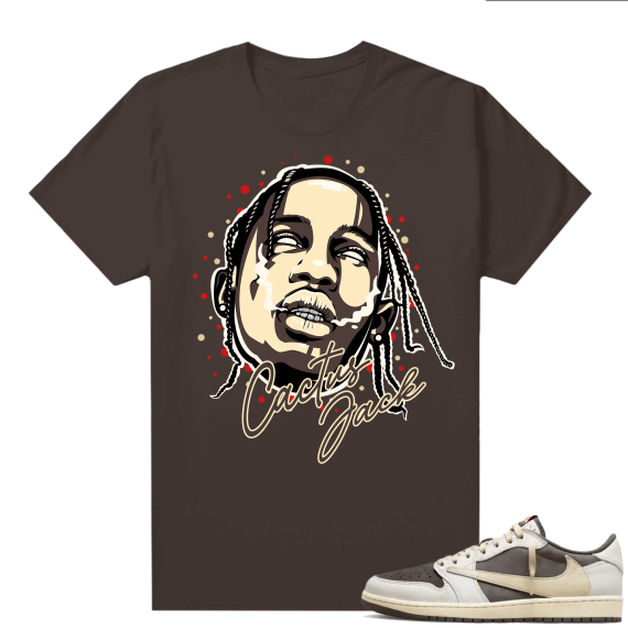 Travis Scott Jordan 1 Low Reverse Mocha Shirts Brown Cactus Jack