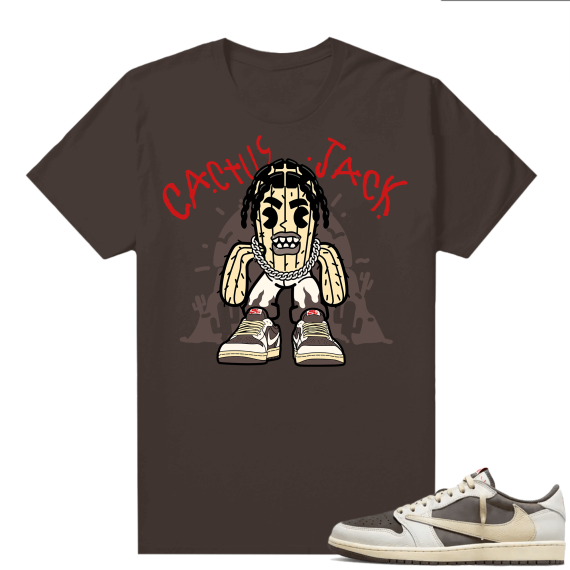 Travis Scott Jordan 1 Low Reverse Mocha Shirts Brown Cactus Jack Toon