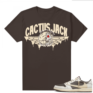 Travis Scott Jordan 1 Low Reverse Mocha Shirts Brown Cactus Jack Wings