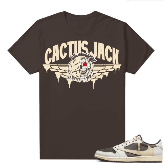 Travis Scott Jordan 1 Low Reverse Mocha Shirts Brown Cactus Jack Wings