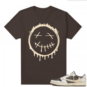 Travis Scott Jordan 1 Low Reverse Mocha Shirts Brown Cactus Smiley Drip