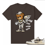 Travis Scott Jordan 1 Low Reverse Mocha Shirts Brown Cash Cannon Bear