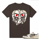 Travis Scott Jordan 1 Low Reverse Mocha Shirts Brown Crying Heart