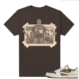 Travis Scott Jordan 1 Low Reverse Mocha Shirts Brown Greetings From Houston