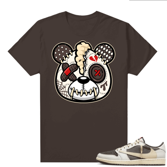 Travis Scott Jordan 1 Low Reverse Mocha Shirts Brown Heartbreak Bear