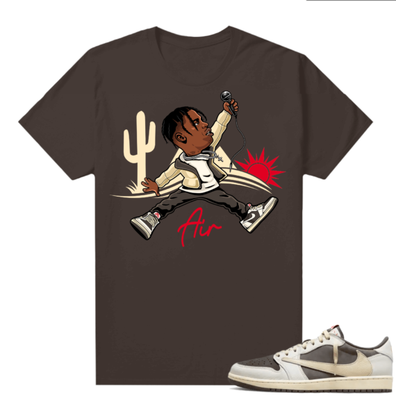 Travis Scott Jordan 1 Low Reverse Mocha Shirts Brown Jumpman Travis