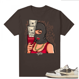 Travis Scott Jordan 1 Low Reverse Mocha Shirts Brown Make It Rain