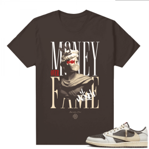 Travis Scott Jordan 1 Low Reverse Mocha Shirts Brown Marcello Gior Money Over Fame