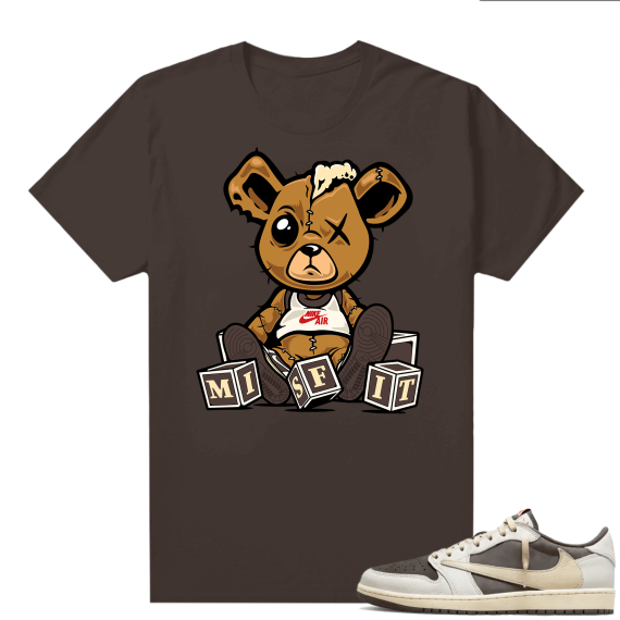 Travis Scott Jordan 1 Low Reverse Mocha Shirts Brown Misfit Teddy