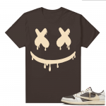 Travis Scott Jordan 1 Low Reverse Mocha Shirts Brown Smiley Drip