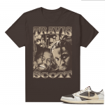 Travis Scott Jordan 1 Low Reverse Mocha Shirts Brown Travis Rap Tee