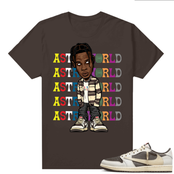 Travis Scott Jordan 1 Low Reverse Mocha Shirts Brown Travis Scott Toon Astroworld