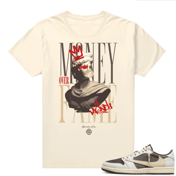 Travis Scott Jordan 1 Low Reverse Mocha Shirts Sail Marcello Gior Money Over Fame