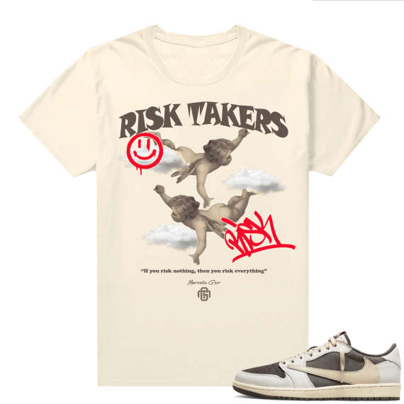 Travis Scott Jordan 1 Low Reverse Mocha Shirts Sail Marcello Gior Risk Takers