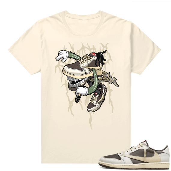 Travis Scott Jordan 1 Low Reverse Mocha Shirts Sail Travis Kicks Toon