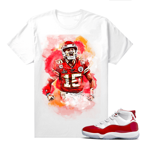 Cherry 11s Shirt  White Mahomes Watercolor