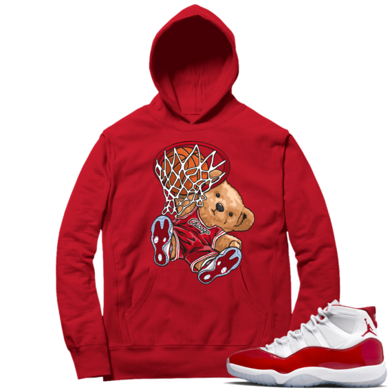 Cherry 11s  Hoodie Red Dunking Bear