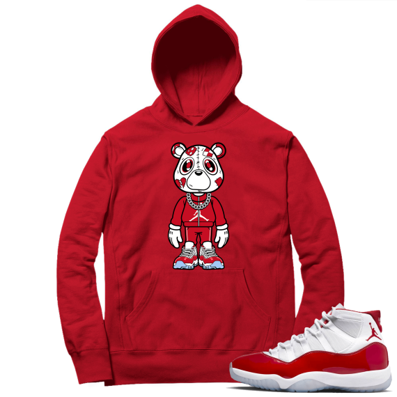 Cherry 11s  Hoodie Red Heartless Bear