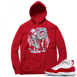 Cherry 11s  Hoodie Red Trippy Rick Morty