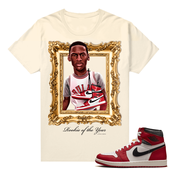 Chicago 1s Lost and Found  Shirt Sail MJ ROTY Gold Frame