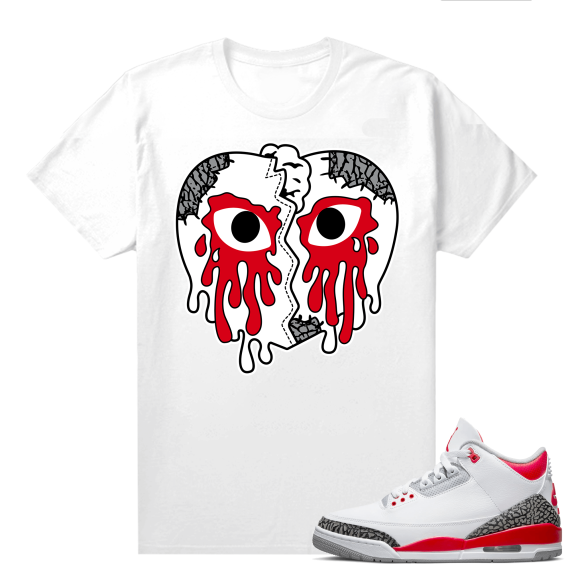 Fire Red 3s Shirts to match Tees White Crying Heart