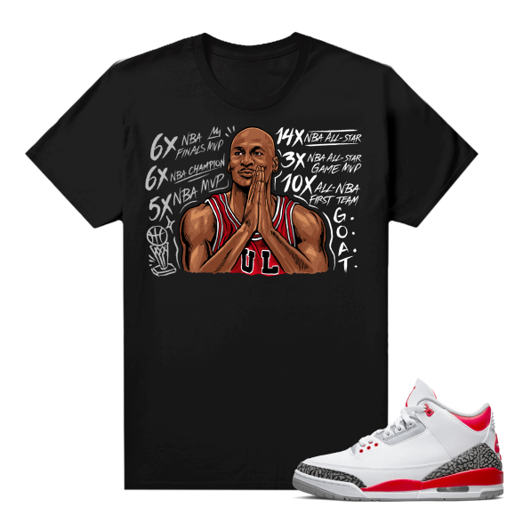 Fire Red 3s shirts  Black MJ Accolades