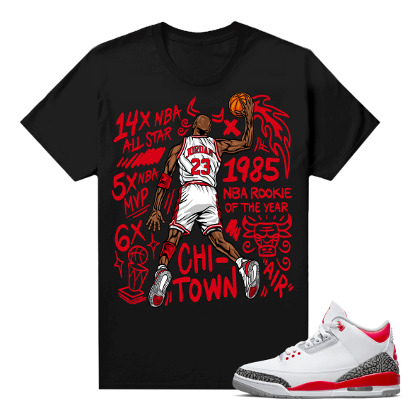 Fire Red 3s shirts  Black MJ Slam Dunk