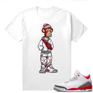 Fire Red 3s shirts  White Bored Ape Sneakerhead