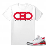 Fire Red 3s shirts  White CEO