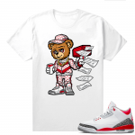 Fire Red 3s shirts  White Cash Canon Bear