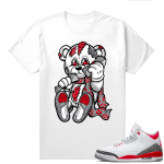 Fire Red 3s shirts  White Designer Bear