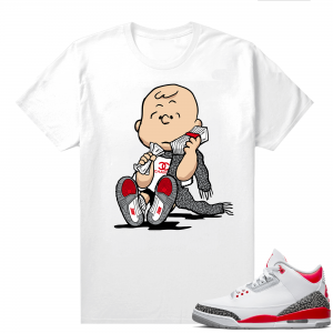 Fire Red 3s shirts  White Designer Charlie