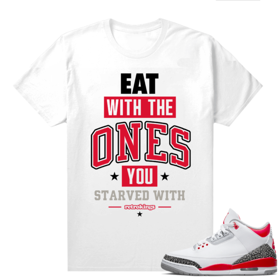 Fire Red 3s shirts  White EAT