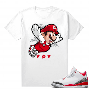 Fire Red 3s shirts  White Fly Mario