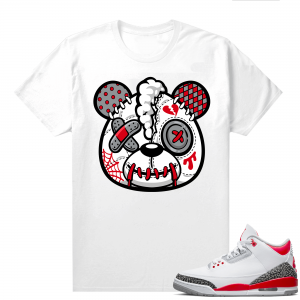 Fire Red 3s shirts  White Heart Break Bear