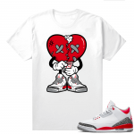 Fire Red 3s shirts  White Heart Broken