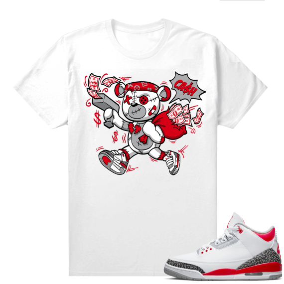 Fire Red 3s shirts  White Hustle Bear